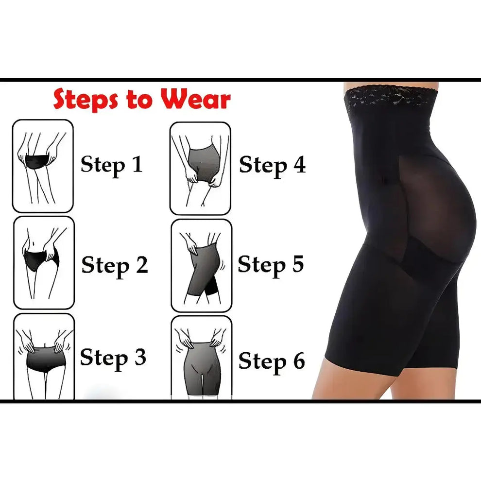 4-in-1 Shaper - Quick Slim Shape Wear Tummy, Back, Thighs, Hips - Black/Efffective Seamless Tummy Tucker